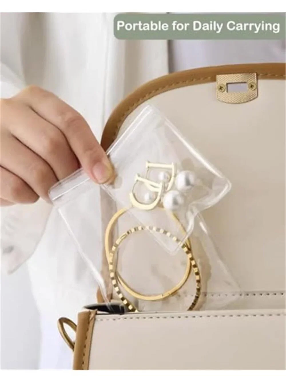 Clear Jewelry Organizer Box 60 Anti Tarnish Bags Ring Earring Necklace Storage
